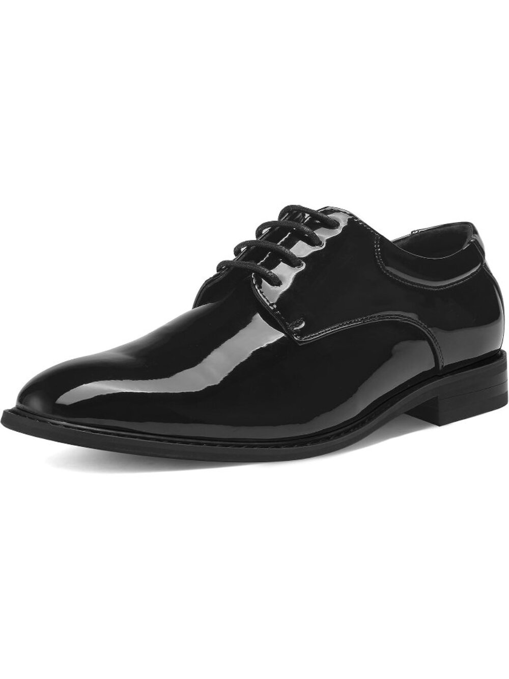 Men's Black Patent Polyurethane Wingtip Cap-toe Formal Oxford Dress Shoes